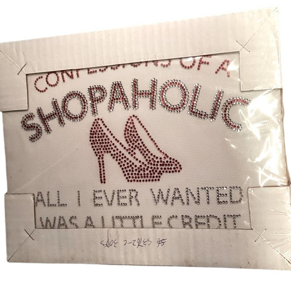 Rhinestone Transfer Unisex OS Red Silver Good Shopaholic High Heels